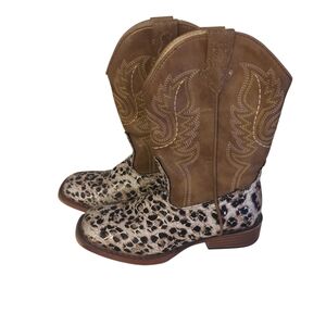 Roper Brown and Leopard Kids Boots